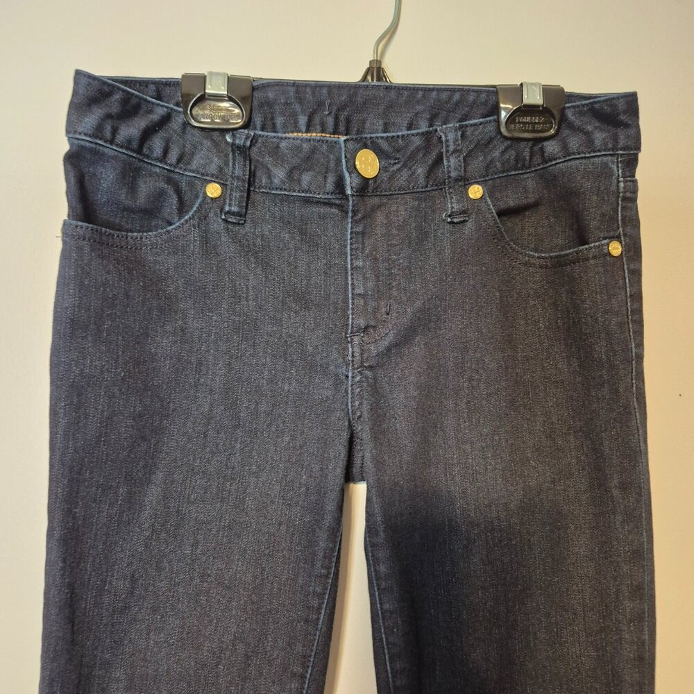 Tory Burch Dark Blue Denim Jeans with Gold Hardware Long Size 26 - Picture 3 of 13